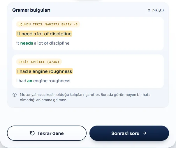 Gramer sekmesi: iki bulgu ve doğruları: 